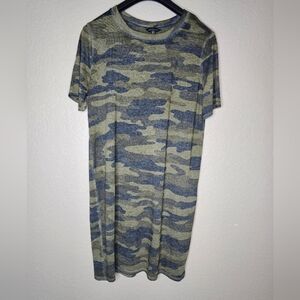 LUCKY BRAND Small camo t-shirt tee dress‎ green cotton above knee M